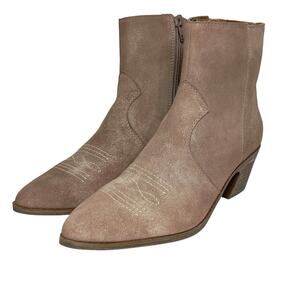 LUCKY BRAND Women’s Goddiy Leather Western Stitched Ankle Boot size 7